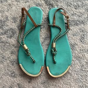 Mossimo teal and brown sandals